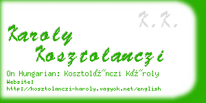 karoly kosztolanczi business card